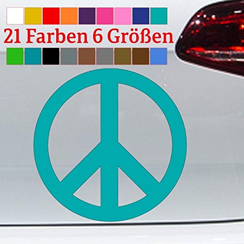 generisch Peace Aufkleber Friedens Zeichen Sticker Punk 80er Hippie Flower Power Vinyl JDM in 6 Größen und 21 Farben von generisch