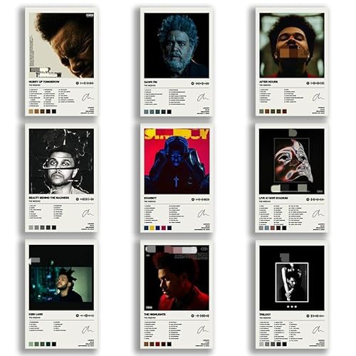 generisch The Poster Weeknd Album Cover Limited Edition Posters (Set of 9) Unframed 8inch X 12inch(20 X 30cm) Room Aesthetic Scannable Song Code Music Posters von generisch