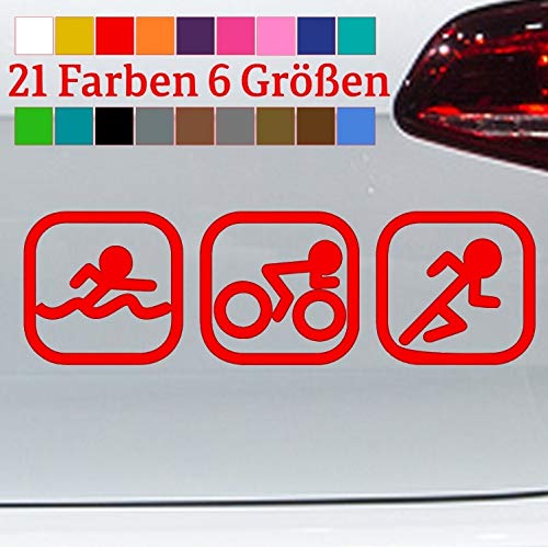 generisch Triathlon Aufkleber Sticker Decal Schwimmen Rad Laufen Swim Run Bike JDM Figur in 6 Größen und 21 Farben von generisch