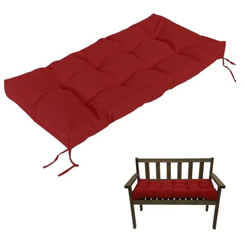 generisch Wasserfest Bankkissen Bankauflage Stuhlkissen Für Outdoor Drinnen, 8cm rutschfeste Gartenbankauflage Sitzkissen Bank Sitzauflage Bankpolster Schaukel Für Terrasse Fensterbank(Red,200x50cm) von generisch