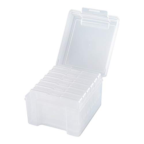 Foto-Aufbewahrungsbox, Fotobox Fotoschachtel mit 6 Kassetten für je 100 Bilder, Ordnung, 13,5 x 22 x 18,5 cm, transparent von genialo