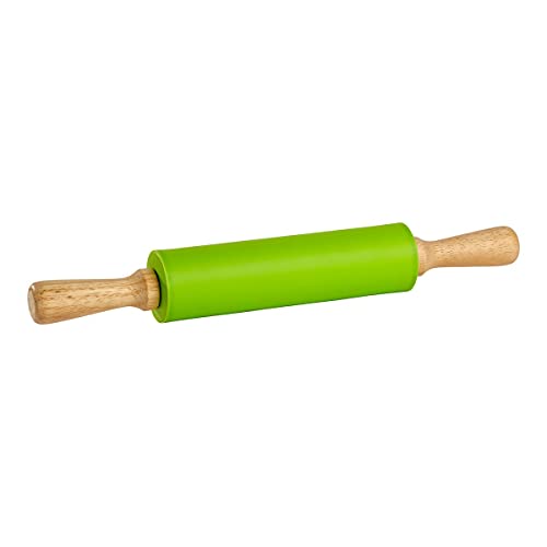 genialo Silikon Teigroller, Nudelholz Backrolle mit Holzgriff, Silikonroller, spülmaschinengeeignet, 38,5 x 5 cm von genialo