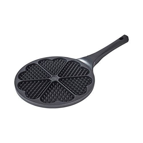 genialo Waffelpfanne, Pfanne mit 6 Herzwaffeln, Gas-, Keramik- und Elektroherdpfanne, Küche Backen, Aluminium, Ø 26 x 1,5 cm von genialo