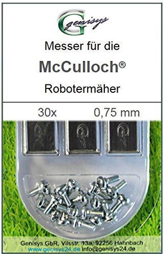 30 Messer Ersatzmesser Ersatz-Klingen 0,75mm für McCulloch Rob R600 R1000 Mc Culloch von Genisys
