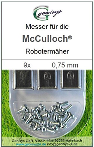 Genisys 9 Messer Ersatzmesser Ersatz-Klingen 0,75mm kompatibel mit McCulloch Rob R600 R1000 Mc Culloch Genisys 9 Messer Ersatzmesser Ersatz-Klingen 0,75mm kompatibel mit McCulloch Rob R600 R1000 Mc Culloch von Genisys