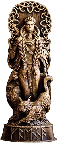 genmaiwodeshisb ROPAGI nordische Gott Harzstatue skandinavische Pantheons nordische Götter Figur Handwerk Wikinger Mythologie Zuhause Weinschrank Shelt Bücherregal Skulptur Orament (Freyja) von genmaiwodeshisb