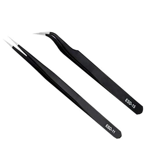 2er Set Gebogene Pinzette antistatisch schmal Zecken Tweezer Geocaching Tool von geo-versand