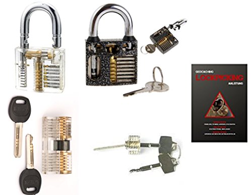 Lock Picking Übungsschlosser 4 Stück !! Lockpicking Anleitung/Handbuch Sonderpreis !! Übungsschloss Haustüre und Bügelschloss Dietrich Lockpicking Lock picking, Locksmith von geo-versand