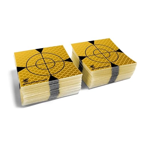 New Selbstklebende Reflexzielmarke 60mm 100 Stück im Set - Reflexfolie, Reflex-Zielplatte Ideal als Gebäudeüberwachung oder Abweichungsprüfung auf der Baustelle für alle glatten Untergründe (Gelb) von georadian.com