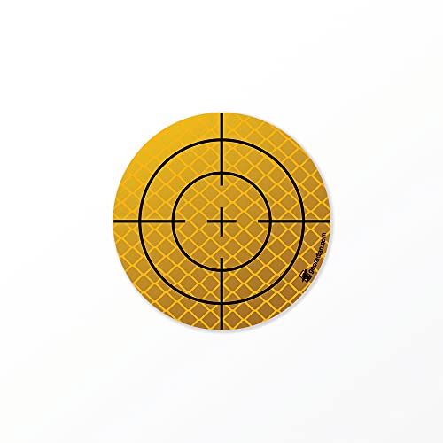 Selbstklebende Reflexzielmarke 88mm 5 Stück im Set Runden Reflexfolie, Reflex-Zielplatte Ideal als Gebäudeüberwachung oder Abweichungsprüfung auf der Baustelle für alle glatten Untergründe (Gelb) von georadian.com
