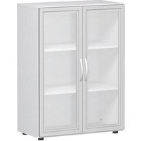 geramöbel Aktenschrank Flex, S-383802-GTW weiß, Acrylglas satiniert 2 Fachböden 80,0 x 42,0 x 110,4 cm von geramöbel