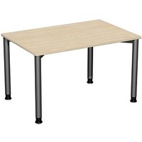 geramöbel Flex höhenverstellbarer Schreibtisch ahorn, anthrazit rechteckig, 4-Fuß-Gestell grau 120,0 x 80,0 cm von geramöbel