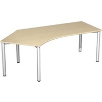 geramöbel Flex Schreibtisch ahorn, silber L-Form, 5-Fuß-Gestell silber 216,6 x 113,0 cm von geramöbel