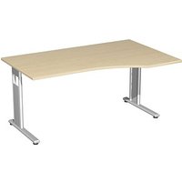 geramöbel Flex Schreibtisch ahorn L-Form, C-Fuß-Gestell silber 180,0 x 100,0 cm von geramöbel