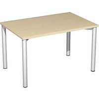 geramöbel Flex Schreibtisch ahorn, silber rechteckig, 4-Fuß-Gestell silber 120,0 x 80,0 cm von geramöbel