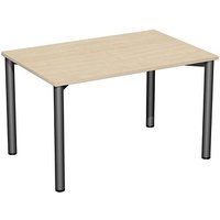 geramöbel Flex Schreibtisch ahorn, anthrazit rechteckig, 4-Fuß-Gestell grau 120,0 x 80,0 cm von geramöbel