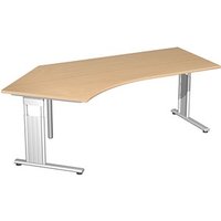 geramöbel Flex Schreibtisch buche L-Form, C-Fuß-Gestell silber 216,6 x 113,0 cm von geramöbel