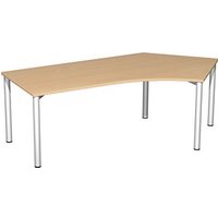 geramöbel Flex Schreibtisch buche, silber L-Form, 5-Fuß-Gestell silber 216,6 x 113,0 cm von geramöbel