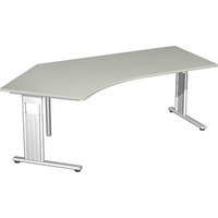 geramöbel Flex Schreibtisch lichtgrau L-Form, C-Fuß-Gestell silber 216,6 x 113,0 cm von geramöbel