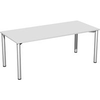 geramöbel Flex Schreibtisch lichtgrau, silber rechteckig, 4-Fuß-Gestell silber 180,0 x 80,0 cm von geramöbel