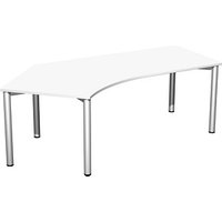 geramöbel Flex Schreibtisch weiß, silber L-Form, 5-Fuß-Gestell silber 216,6 x 113,0 cm von geramöbel