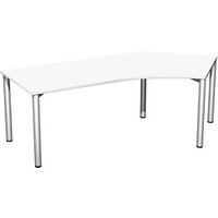 geramöbel Flex Schreibtisch weiß, silber L-Form, 5-Fuß-Gestell silber 216,6 x 113,0 cm von geramöbel