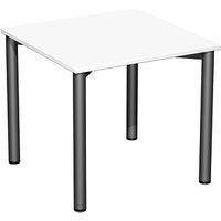 geramöbel Flex Schreibtisch weiß, anthrazit quadratisch, 4-Fuß-Gestell grau 80,0 x 80,0 cm von geramöbel