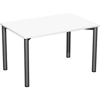 geramöbel Flex Schreibtisch weiß, anthrazit rechteckig, 4-Fuß-Gestell grau 120,0 x 80,0 cm von geramöbel