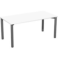 geramöbel Flex Schreibtisch weiß, anthrazit rechteckig, 4-Fuß-Gestell grau 160,0 x 80,0 cm von geramöbel