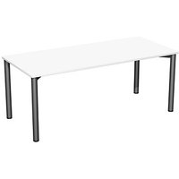 geramöbel Flex Schreibtisch weiß, anthrazit rechteckig, 4-Fuß-Gestell grau 180,0 x 80,0 cm von geramöbel