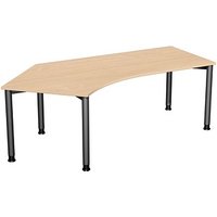 geramöbel Flex höhenverstellbarer Schreibtisch buche, anthrazit L-Form, 5-Fuß-Gestell grau 216,6 x 113,0 cm von geramöbel