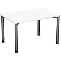 geramöbel Flex höhenverstellbarer Schreibtisch weiß, anthrazit rechteckig, 4-Fuß-Gestell grau 120,0 x 80,0 cm von geramöbel