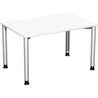 geramöbel Flex höhenverstellbarer Schreibtisch weiß, silber rechteckig, 4-Fuß-Gestell silber 120,0 x 80,0 cm von geramöbel