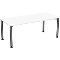 geramöbel Flex höhenverstellbarer Schreibtisch weiß, anthrazit rechteckig, 4-Fuß-Gestell grau 180,0 x 80,0 cm von geramöbel