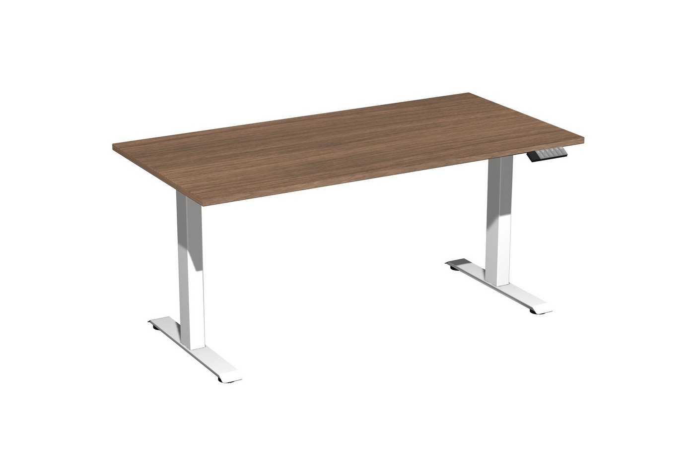 geramöbel Schreibtisch Tisch Elevate Basic 1600x800x730-1230mm weiß/nußbaum von geramöbel