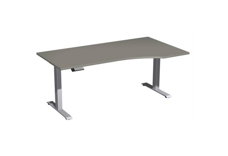 geramöbel Schreibtisch Tisch Elevate Plus 1800x1000x630-1280mm re silber/onyx von geramöbel