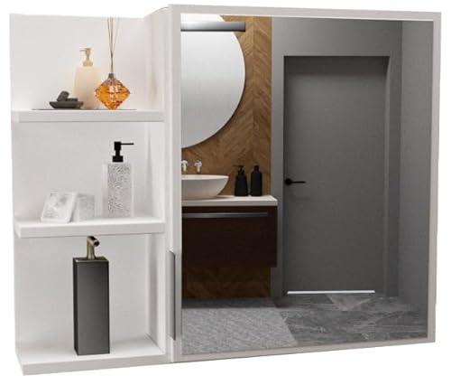 german Cosmo Badschrank mit großem Spiegel – Hängeschrank 60x50 cm, Weiß, mit 3 offenen Fächern und 2 Innenablagen – Moderner Spiegelschrank – Hergestellt in der EU german Cosmo Badschrank mit großem Spiegel – Hängeschrank 60x50 cm, Weiß, mit 3 offenen Fächern und 2 Innenablagen – Moderner Spiegelschrank – Hergestellt in der EU von german