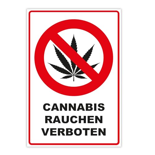 Cannabis rauchen verboten Schild aus Alu Dibond in 300 x 200 mm - Verbotsschild nicht kiffen - wetterfest und stabil für innen und außen von geschenke-fabrik.de