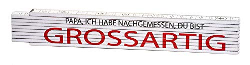 GESCHENKE-FABRIK Meterstab - 2 Meter Zollstock als Geschenk mit Aufschrift "Papa ich habe nachgemessen - Grossartig" - Geschenk für Heimwerker, Väter oder Opas - Zum Vatertag, Weihnachten, Geburtstag von geschenke-fabrik.de