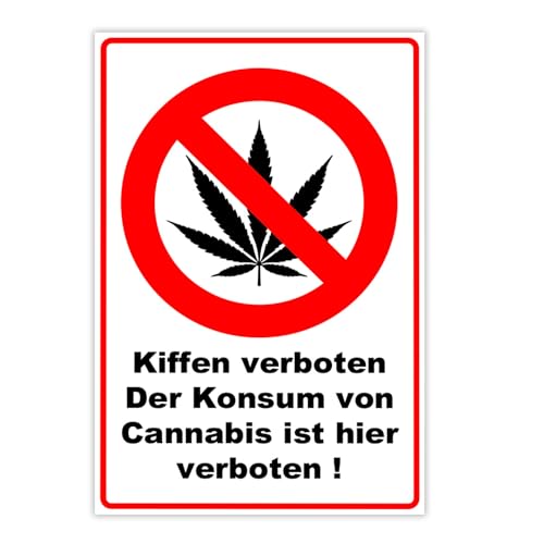 Kiffen verboten Schild aus Alu Dibond in 300 x 200 mm - Verbotsschild nicht Cannabis rauchen wetterfest und stabil für innen und außen von geschenke-fabrik.de