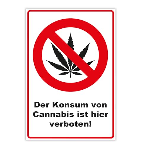 Kiffen verboten Schild aus Alu Dibond in 300 x 200 mm - Verbotsschild nicht Cannabis rauchen wetterfest und stabil für innen und außen von geschenke-fabrik.de