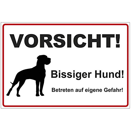 Schild 200x140 mm Vorsicht ! Bissiger Hund !, stabil aus Alu/Dibond - 3 mm stark von geschenke-fabrik.de