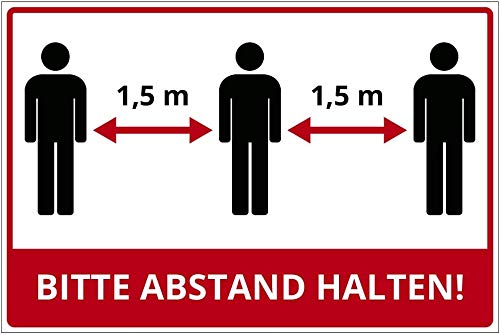 Schild 300x200 mm - Bitte Abstand halten im Zuge des Corona-Virus (COVID-19), Warnschild aus PVC Hartschaum Platte 200x300 mm - 3 mm stark von geschenke-fabrik.de