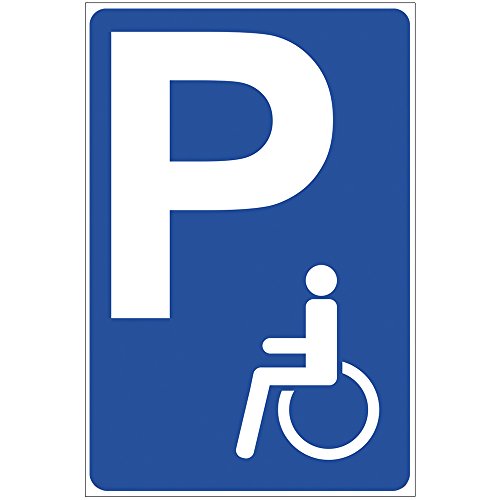 Schild "Behindertenparkplatz" aus Alu/Dibond mit den Maßen 200x300 mm - 3 mm stark - Behindertenparkplatz Schild - parken nur mit Ausweis - für Rollstuhlfahrer Parkplatz freihalten von geschenke-fabrik.de