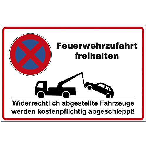 Schild "Feuerwehrzufahrt freihalten!" aus Alu/Dibond 300x200 mm - Schilder 3 mm stark von geschenke-fabrik.de