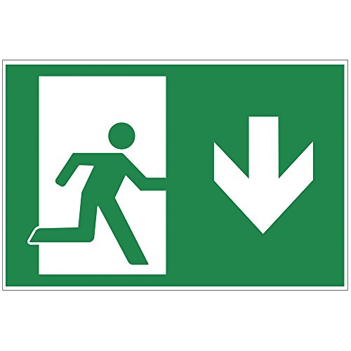 Schild Notausgang runter - Exit aus PVC Hartschaum Platte 300x200 mm - 3 mm stark von geschenke-fabrik.de