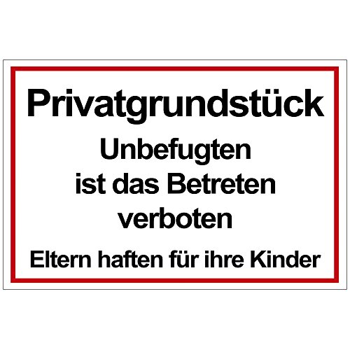 Schild Privatgrundstück aus Alu/Dibond 140x200 mm - 3 mm stark von geschenke-fabrik.de