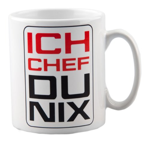 Tasse mit Spruch "Ich Chef Du Nix" aus Keramik als Geschenk/Büro/Arbeit - Kollegen von geschenke-fabrik.de