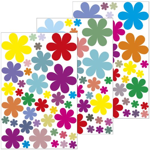 Wandsticker "Blumen Design 1" - 114 Aufkleber auf 3 Bögen DIN A4 - Wandtattoo Deko/Wandkleber/Aufkleber für Kinderzimmer/Wohnzimmer/Schlafzimmer oder als Geschenk von geschenke-fabrik.de