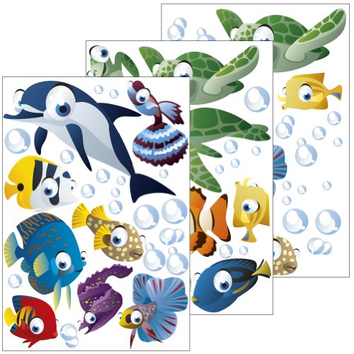 GESCHENKE-FABRIK Wandsticker mit Motiv 'Unterwasserwelt/Fische/Ozean' - Wandtattoo für Zimmerwände - Kinder- und Jugendzimmer (Junge oder Mädchen) - 75-teiliges Set auch als Geschenk von geschenke-fabrik.de